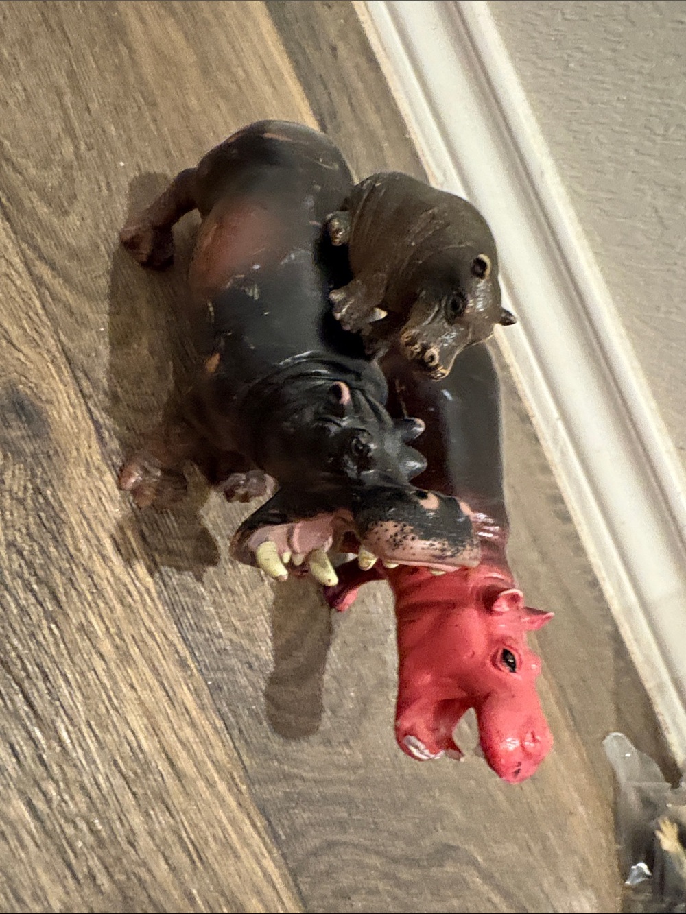 Free in bundle 3 Hippo Family Playset - Red and Black Hippo Figures